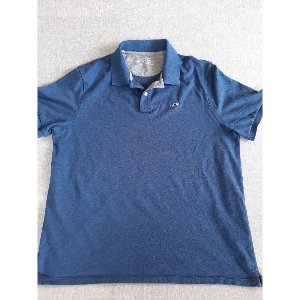 Vineyard Vines Edgartown‎ Polo Men Large Knit Spandex Blue Polo Short Sleeve